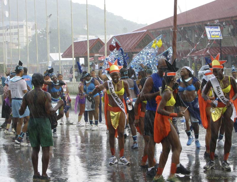 Tropical downpour during Carnival