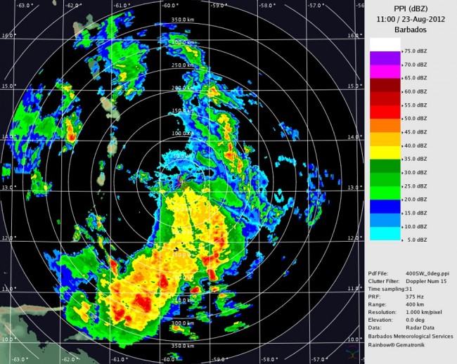 Weather radar Barbados 7 a.m. ..... more than enough rain for Trinidad and Tobago !