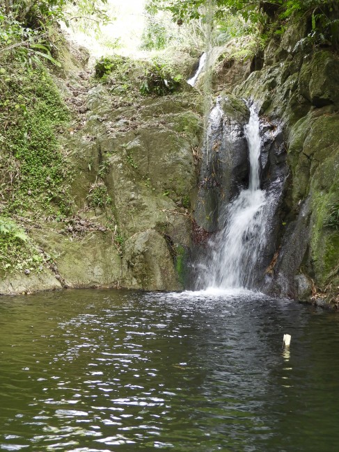 Top two levels of the Craig Hall waterfall with punch bowl pool above the last 3 channel drop