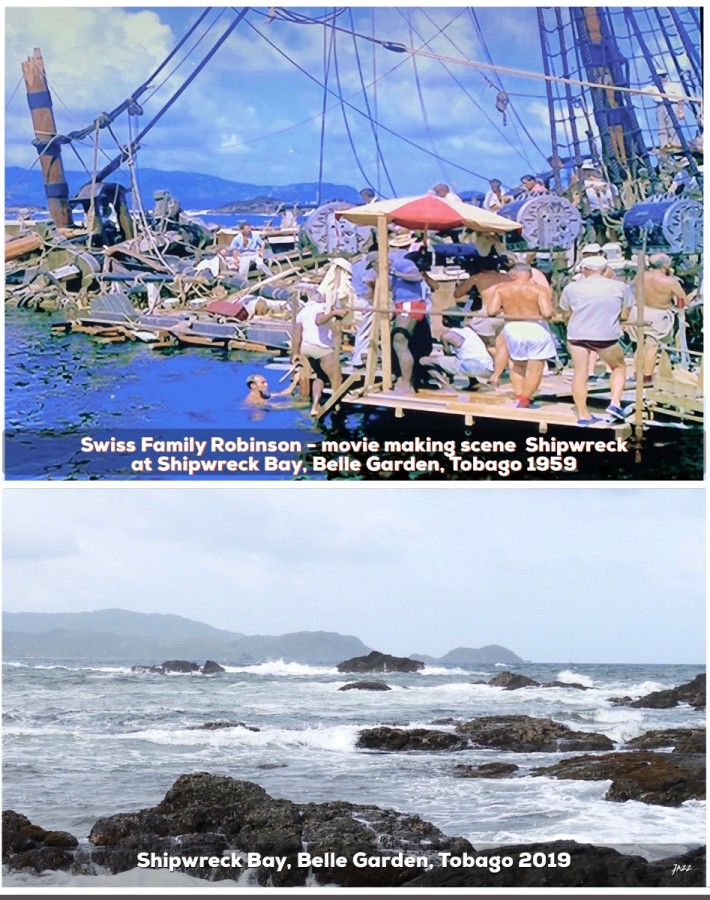 Movie making scene  - Shipwreck at Shipwreck Bay, Belle Garden, Tobago 1959