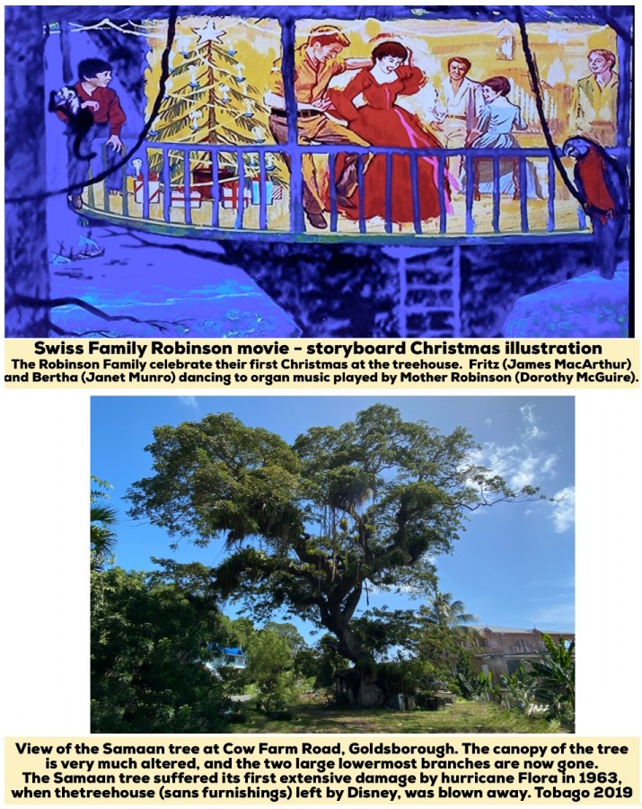 Swiss Family Robinson movie - storyboard Christmas illustration.