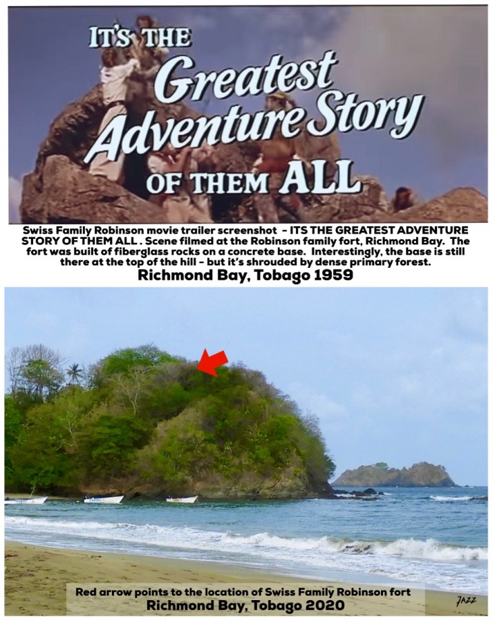Richmond Bay was the main beach used in the filming of the movie Swiss Family Robinson in Tobago from August 1959 to January 1960.<br />Walt Disney himself referred to the movie as  ‘THE GREATEST ADVENTURE STORY OF THEM ALL’.