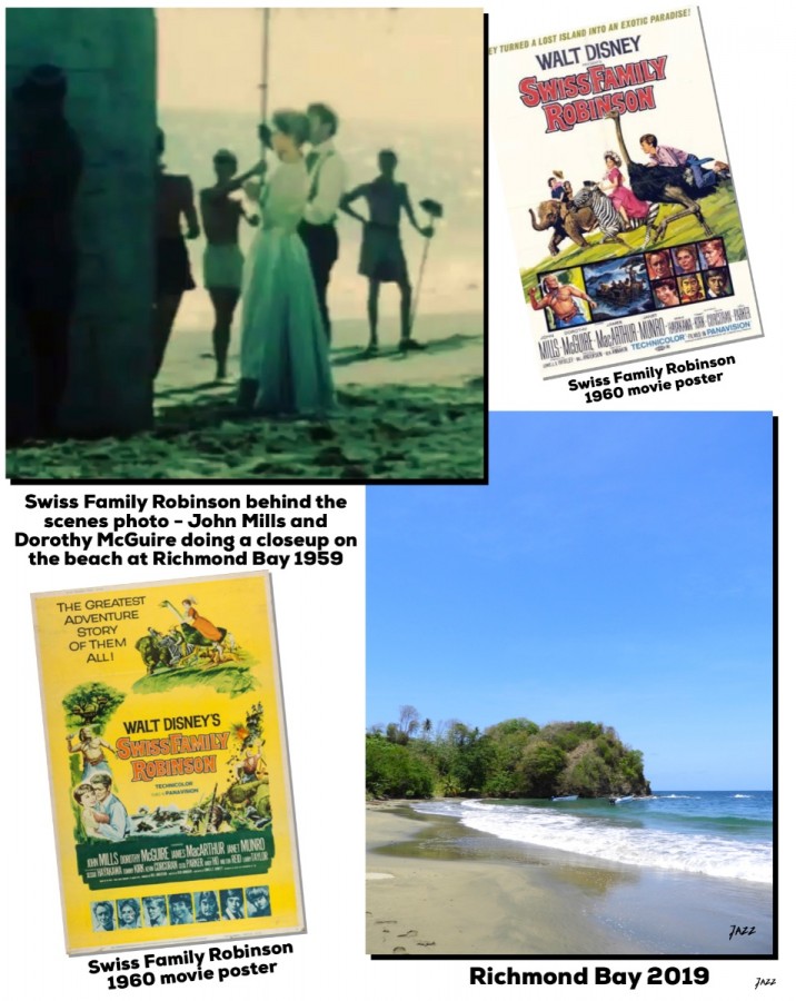 Swiss Family Robinson behind the scenes photo at Richmond Bay and 1960 movie posters.