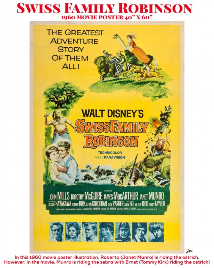 Swiss Family Robinson 1960 movie poster 40” x 60”