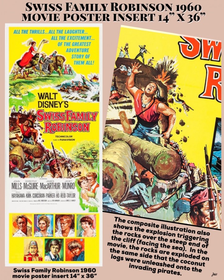 Swiss Family Robinson 1960 movie poster insert 14” x 36”
