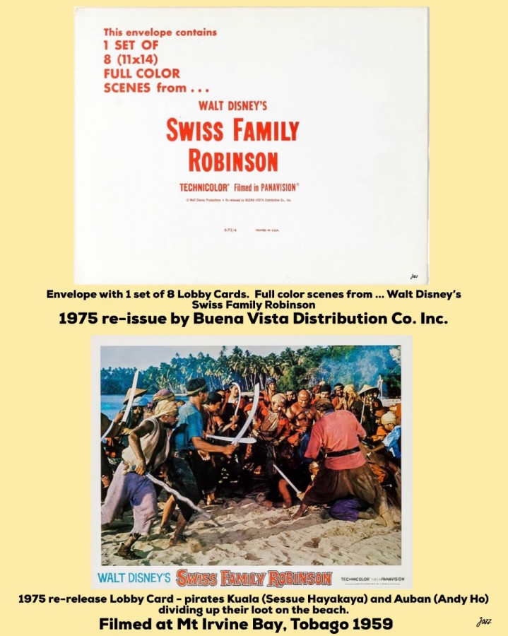 Lobby Card with pirates dividing up their loot on the beach ... filmed at Mt Irvine Bay, Tobago 1959.