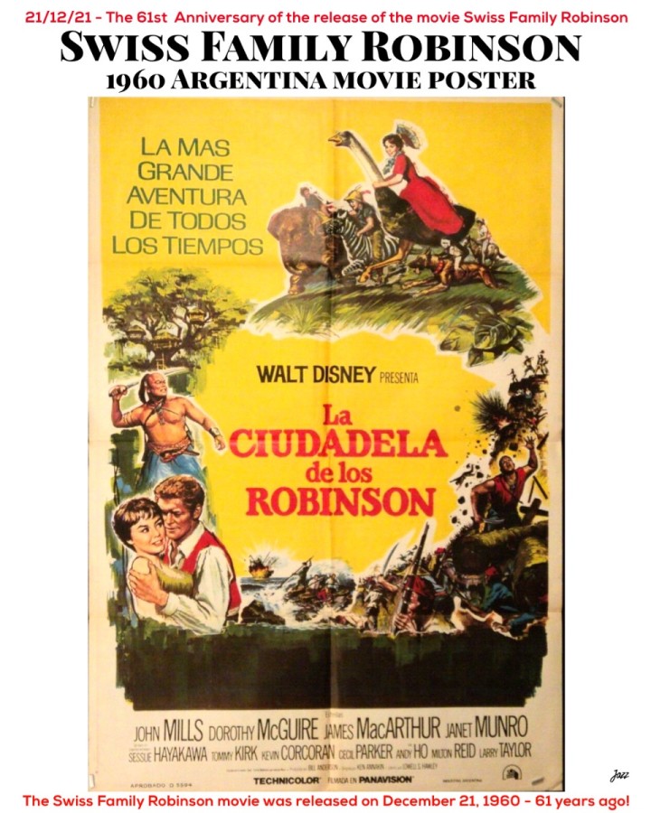 1960 Argentina  Swiss Family Robinson movie poster LA  CIUDADELA DE LOS ROBINSON.